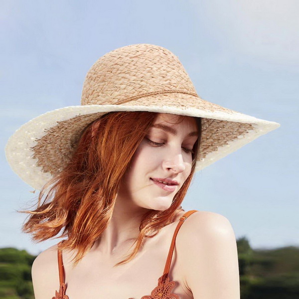 Fashion Summer Women Sunscreen Sun Hat Crochet Straw Hat Wide Brim Raffia Beach Hats Women