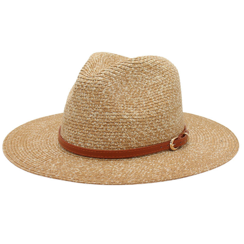 New Wholesale Beach Sunshade Wide Brim Custom Straw Hats With Belt Logo Summer Women