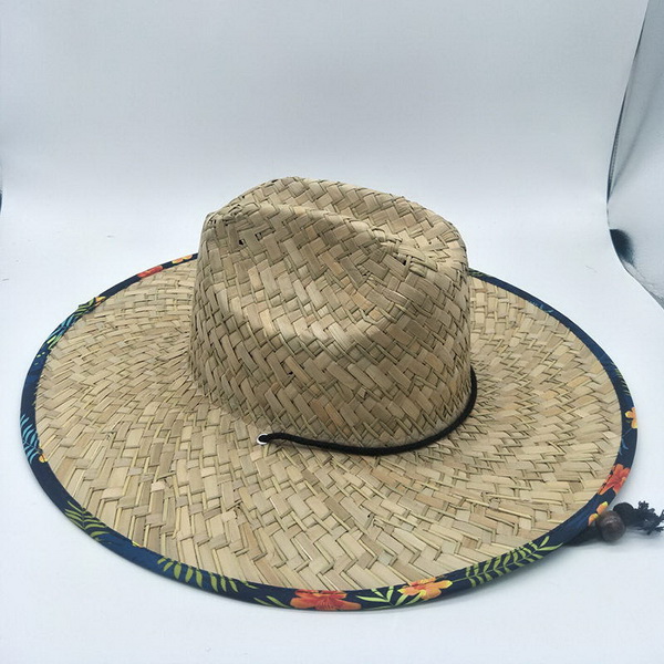 Wholesale New Spring Summer Natural Grass Unisex Summer Outdoor Wide Brim Surfing Lifeguard Straw Hat With Logo